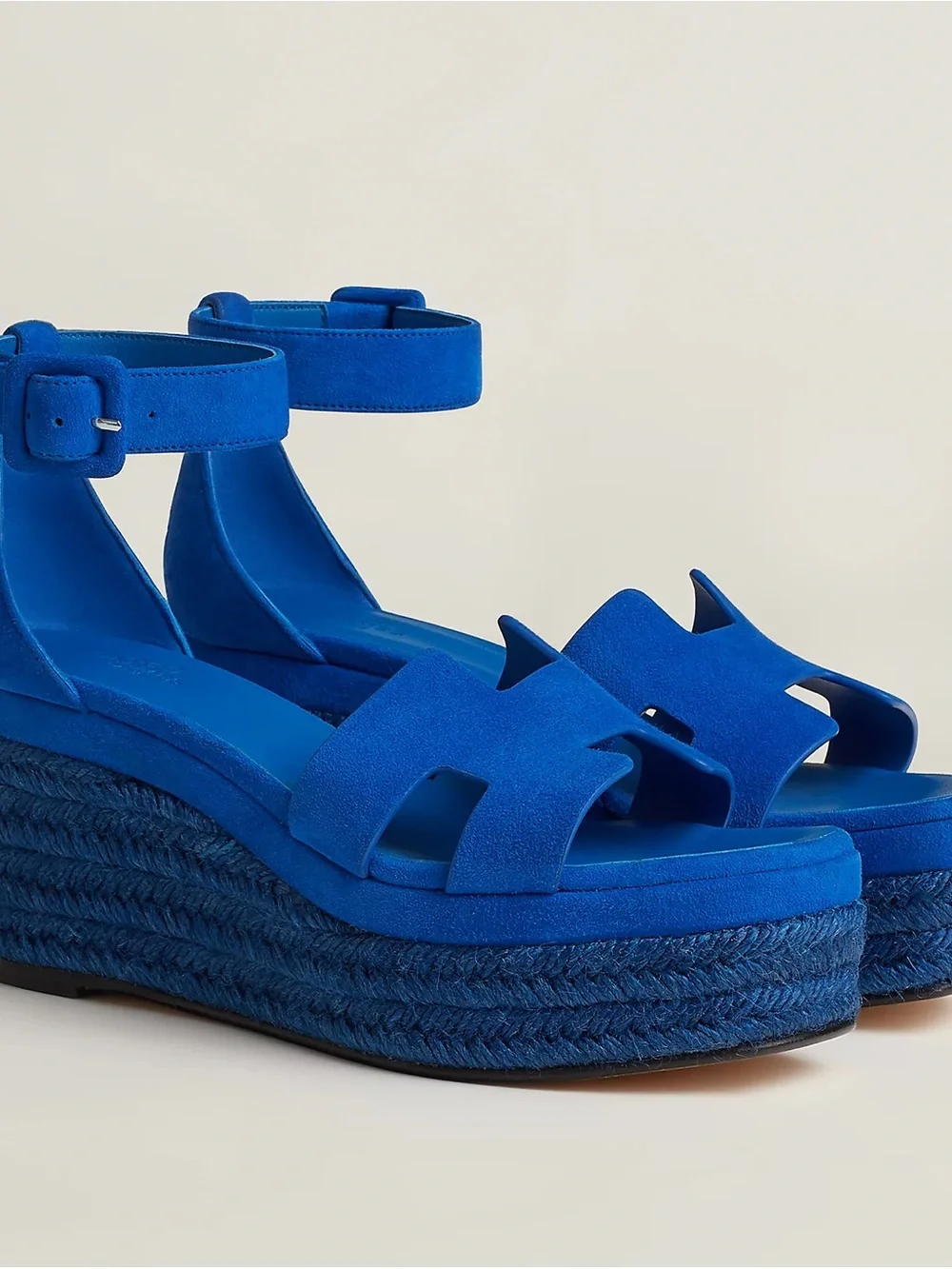 Elda espadrille in “ blue ocean color” size 8 Hermes 100% authentic woman’s shoe